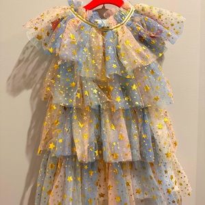 Most gorgeous and perfect bday or party dress with gold stars and ruffles